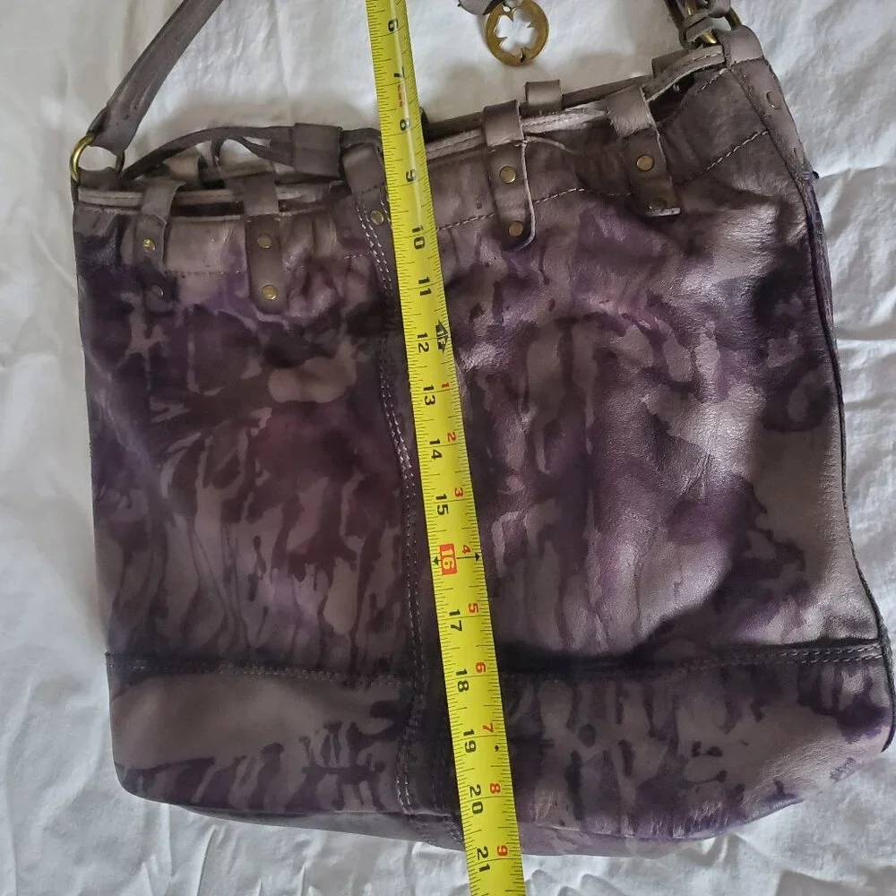 Leather cowgirl western equestrian hobo bag purse tiedye black brown purple gray